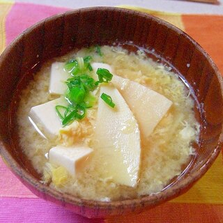 たけのこと豆腐の掻き玉汁♪